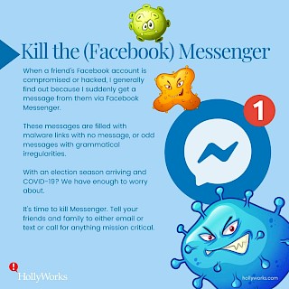 When a friends Facebook account is compromised or hacked, I generally find out because I suddenly get a malware-filled message from them via Facebook Messenger.